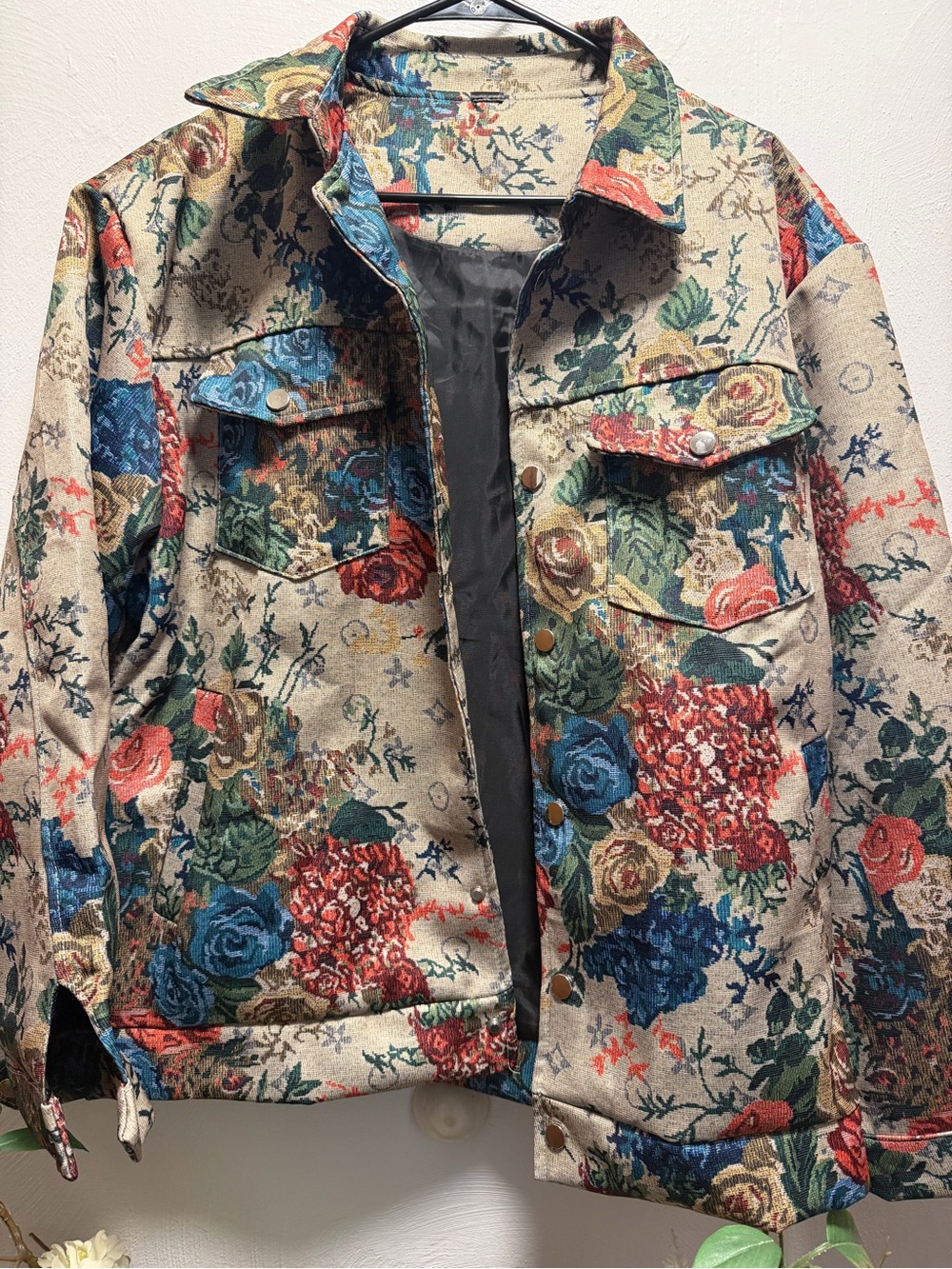 Vintage style trucker Floral T Jacket in Multicolor - Picture 5 of 6